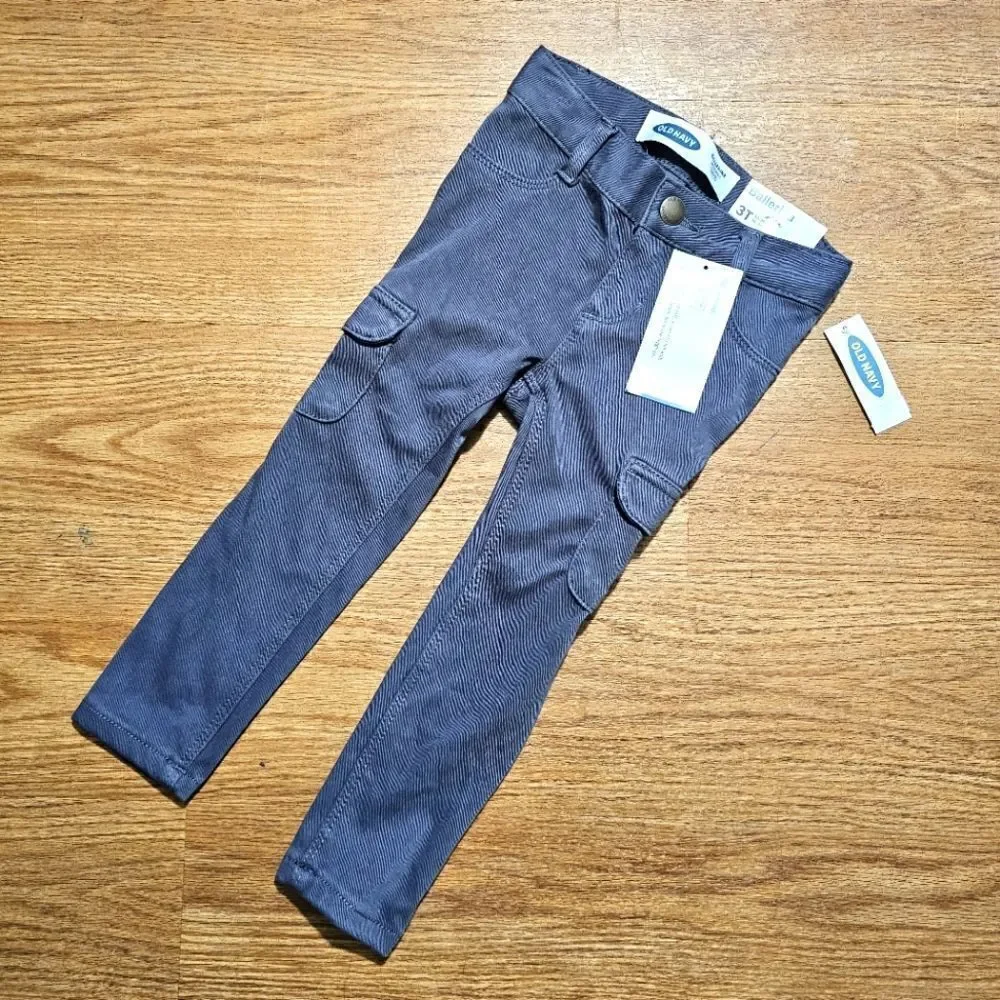 Old Navy Ballerina Jeggings Girls 3 Cargo Pockets Grey Adjustable Brand New